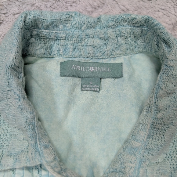 April Cornell Dress Womens S Green Sage Midi Tier Pintuck Lace Romantic Cottage - Picture 6 of 8